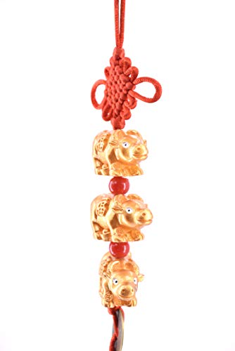 Year of 2021 Feng Shui Handmade Zodiac Auspicious ox Lucky Charm Amulet (3 ox)