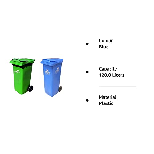 Nilkamal 120 Ltr Wheel Garbage Dustbin Blue/Green