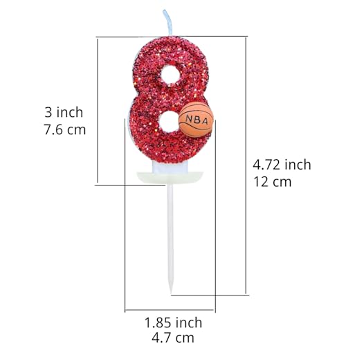 CasaPopz Basketball Birthday Number Candles for Cake Red Number 7 Candle Basketball Cake Topper for Party Anniversary Decorations