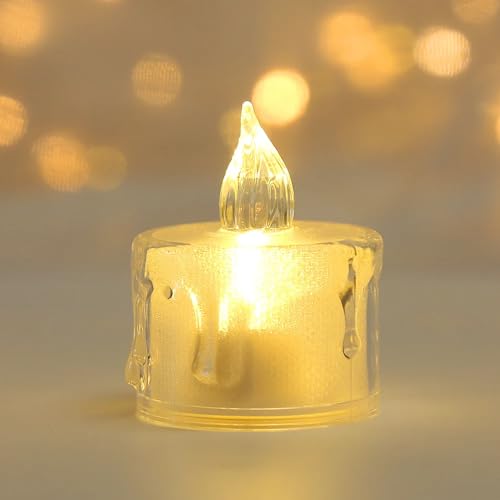 COSKIRA 24PCS Flameless Tea Light Candles, Realistic Flickering Bulb Christmas Tealights, Battery Operated, Fake Candle, LED Votive Candles with Warm White Light for Wedding -1