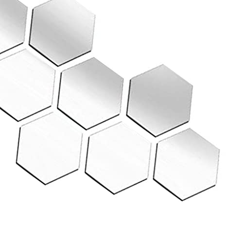 ATORSE® 12X 3D Hexagon Wall Stickers Mirror Acrylic DIY Home Decor Silver 40X23Mm