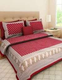 140Tc Pure Cotton Double BedSheet with Two Pillow Covers | 90 X 100 Inches |EXL-139|(Red)