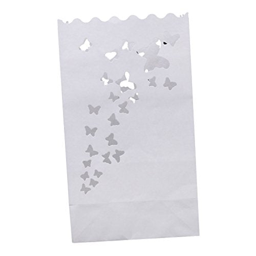 ATORSE® 10Pcs Butterfly Design Candle Bags Candle Lantern Bags White