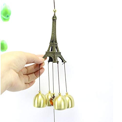 CrazyCrafts Metal Eiffel Tower Wind Chimes for Home Balcony Garden Positive Energy, Home Decor Hanging Long Brass Bells Gifts for Loved Ones 8Bells