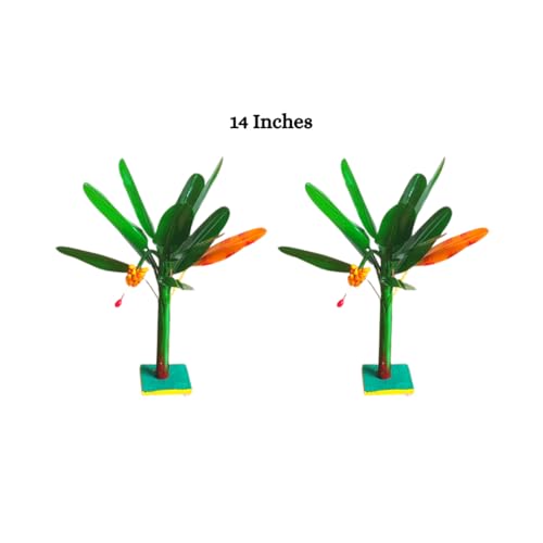 Sri Yagnaa - Artificial Banana Tree for Pooja - Metal Banana Trees for Decoration (14 Inches)