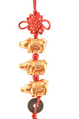 Year of 2021 Feng Shui Handmade Zodiac Auspicious ox Lucky Charm Amulet (3 ox)