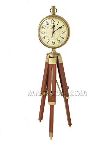 M.Nautical Star Brass Antique Table Clock Antique Handmade Tripod Clock