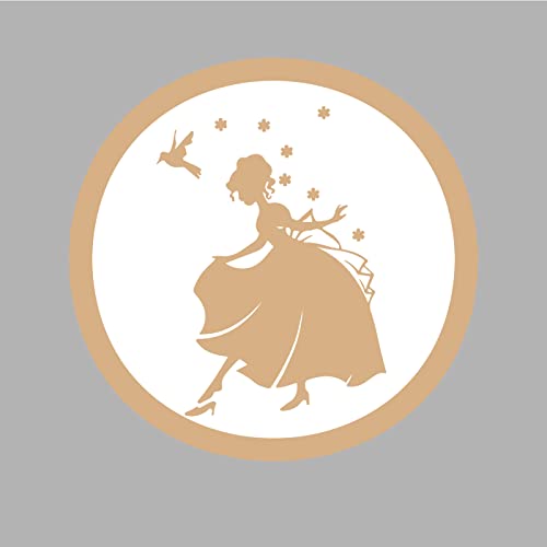 DOTME Cinderella Dance Wooden With Vinyl Sticker Decorative Design Wall Decor For Home Kids Bedroom Living Room Hall DIY Art 8 INCH