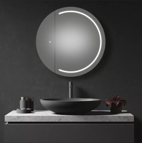 TINITALO Bathroom LED Mirror Home Mirror Wall Mirror with Touch Sensor, 3 Light Effects, Glass, Round LED-87 (36 x 36 Inch)