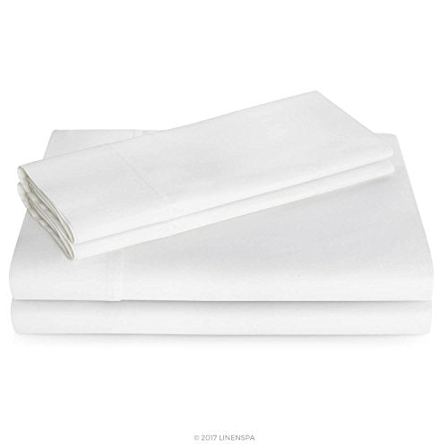 Full, White : LINENSPA 600 Thread Count Ultra Soft, Deep Pocket Cotton Blend Sheet Set - Full - White