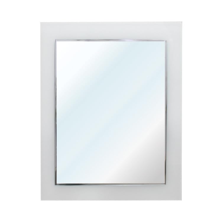 DONATO WALL MOUNTED WHITE BEVELLED MIRROR with LYCRA FRAME ALL SIDES SQUARE | 18"x24" INCHES MIRROR for LIVING ROOM and WASH BASIN | (COLOUR-WHITE/SIZE-18 x24 INCH) (DGM-11)