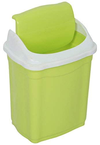 ARISTO Square Plastic Garbage Trash with Swing Lid (16L, Green)