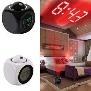 AUXA Digital Projection LCD Alarm Clock Voice Talking Function, led Wall/Ceiling Projection, Alarm/Snooze/Temperature Display, 12hr/24hr, Digital Clock 1pc (Projection Clock)