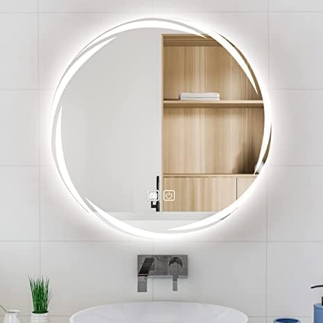 TINITALO Bathroom LED Mirror Home Mirror Wall Mirror with Touch Sensor, 3 Light Effects, Glass, Round LED-28 (36 x 36 Inch)