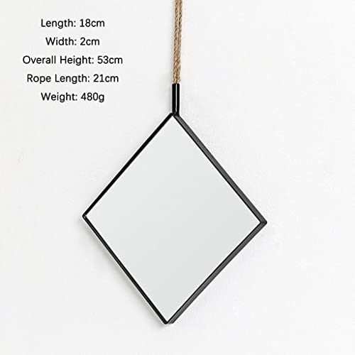 ATORSE® Wall Hanging Framed Mirror for Home Bathroom Round/Rhombus Rhombus_S_Black