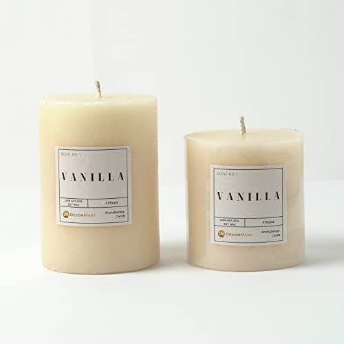 The Decor Mart Vanilla Scented Pillar Candles Set of 2