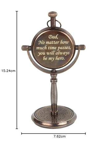 Dad Gifts Antique Desk Clock - Desk Clock - Meaningful Gift for Dad - Engraved Gift for Father's Day 2021 - Special Quote Engraved No Matter How Much Times Passes You Will Always Be My Hero