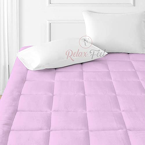 Relaxfeel Luxury 600 GSM Ultra - Soft Light Wight Hypoallergenic Cotten 3" Tick Mattress Padding / Topper. Comfortable for Better Sleep -Pink Colour of Queen Size 60x78 Inch