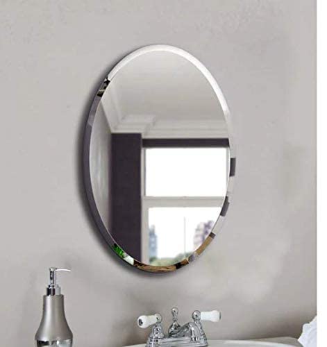 Cheval Glass Decorative Oval Bevelled Mirror Frameless 16 X 20 Inches