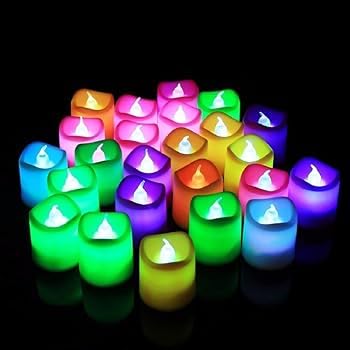 Super SMOKELESS Candle Beautiful Battery Operated Tea Light LED Candles, for Christmas Festival Set of 24Pcs. Candle (Multi Colour)