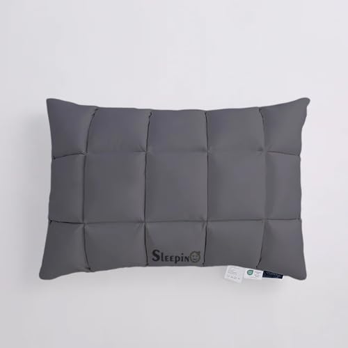 SLEEPINO Premium Box Buffle Pinch Pleate Adjustable Hight Pillows 18x28 Inch Standard Size Luxurious Down Alternative Sleeping Pillow | Dark Grey - Set of - 8