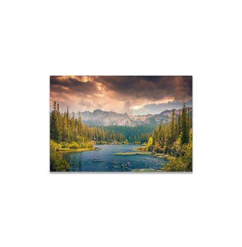 GADGETS WRAP Canvas Gallery Wrap Framed for Home Office Studio Living Room Decoration (14x11inch) - River & Forest