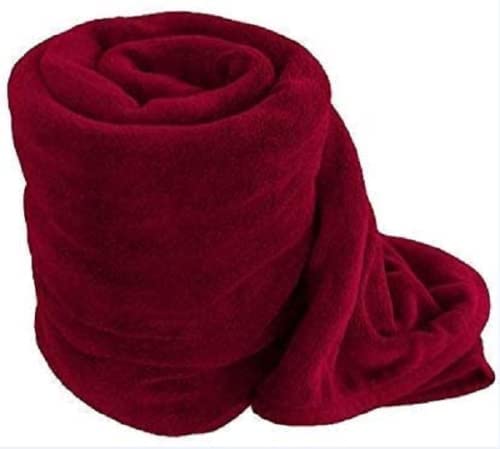 BREVARD 300 TC Solid/Plain Light Weight Polar Fleece Double Panipat Famous Warm or Hot AC Blanket (90X100 Inches, Maroon)