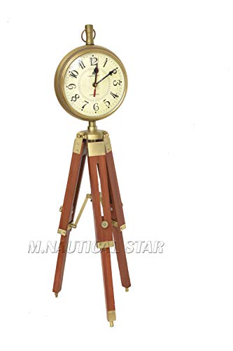 M.Nautical Star Brass Antique Table Clock Antique Handmade Tripod Clock