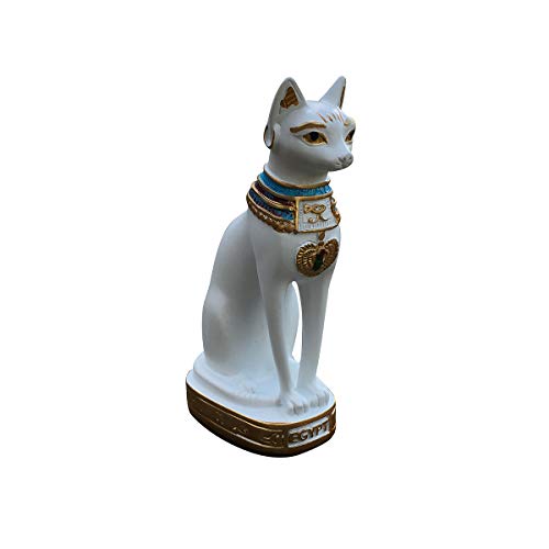 Artgenius Egypt Bastet Cat Statue Egyptian Kitty Godness Collective Figure Sculpture (White, 5.1IN)