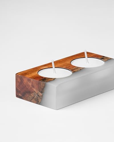 SILKEN Icicle Wood and Epoxy Tea-Light Holder