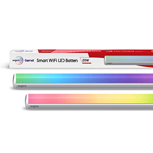 Wipro Next Smart Wi-Fi 20W CCT+RGB LED Polycarbonate | 16M Colours | White Tunable | Dimmable |Scheduling |Scene Creation |Smart Grouping of Lights |Amazon Alexa & Google Asst. Compatible |Pack of 1