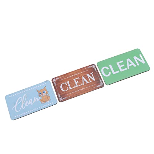 Ubersweet® Dishwasher Magnet Clean Dirty Sign Scratch Resistant Flexible Cute Double Sided 3 Pcs for Home Kitchen Decoration (Combination Two)