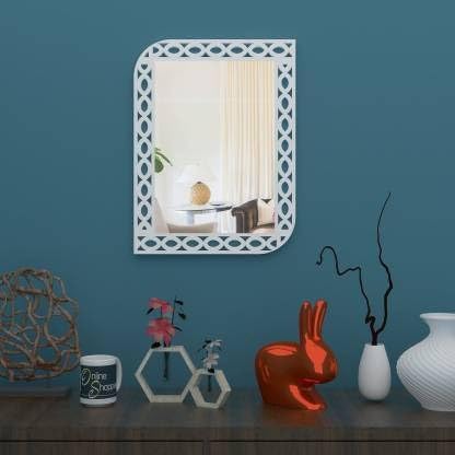 VAS Collection MDF Mirror Frame Fro Wall Decor,Bedroom,Living Room,Bathroom & Hallway,21"x16"(White)