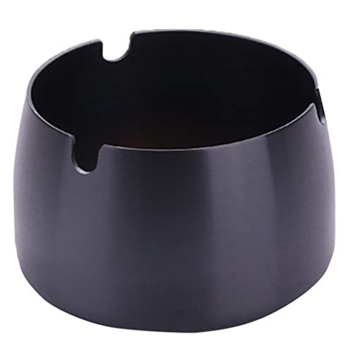 Fashion My Day Windproof Ashtray Stainless Steel Ash Tray for Home Office Black S