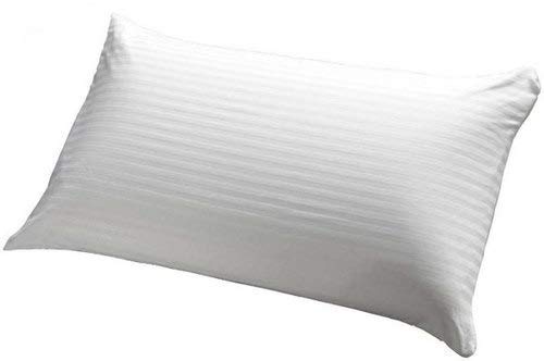 ATOOTFUSION 100% Recyclable Black Hosiery Firm Medium Hard Cotton Bed Pillow for Real Perfect Neck Support (16" x 26") Firm Pillow White Satin Strip Pack of 02