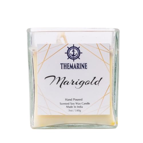 THEMARINE Marigold Scented Soy Wax jar Candle | Natural Soy Wax | No Smoke Wick