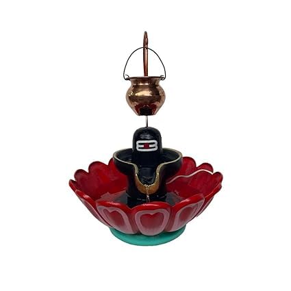 Waahkart FRP Handmade Durable Unbreakable Decorative Traditonal Shivling Water Fountain for Home, Office, Temple, Hotel Décor (Black-Red)