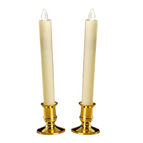 CALANDIS 2pcs Warm LED Candle Romantic Swing Flame Real Candles Home Wedding Gold A