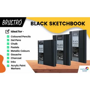 Brustro Black Sketchbook, Wiro Bound, Size A5, 200GSM (40 Sheets) 80 Pages