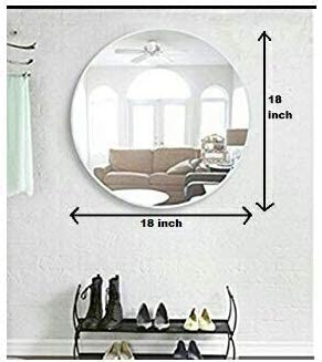 Cheval Glass Round Frameless Wall Mirror - (18 x 18 Inches, 5mm Modi Glass)