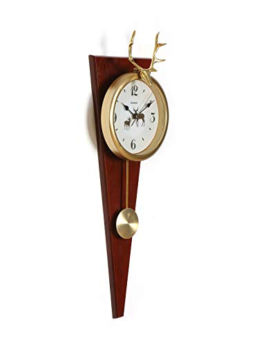 @Home by Nilkamal Stag Pendulum Wall Clock (Brown)