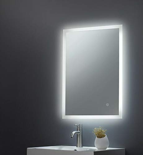 DEQORATION Neutral 4000K LED Rectangular Mirror with Touch Switch (White, 18"X24")