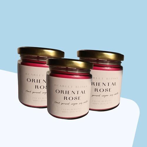 Scarlet Blinks Oriental Rose|Soy Wax Candle|Aroma Therapy Candle|Burning Time :-45 HRS Pack of 3