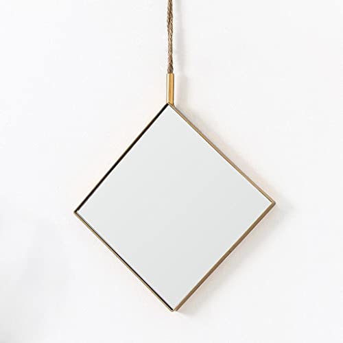 ATORSE® Wall Hanging Framed Mirror for Home Bathroom Round/Rhombus Rhombus_S_Golden