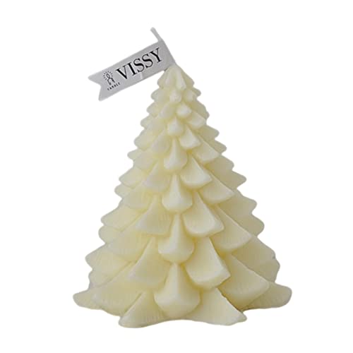 ATORSE® Christmas Tree Wax Scented Candle Creative Curve Home Decor Prop Milky White