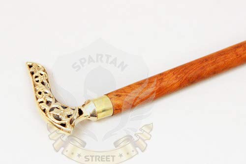 Spartan Street Elegant Brass Designer Handle Support Walking Stick Royal Collectible Walking Stick