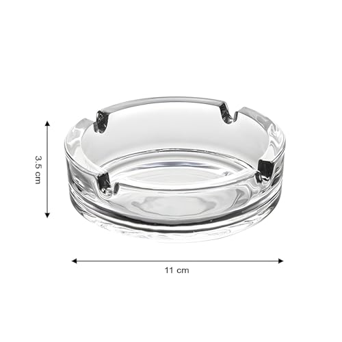 SOCATHEY Glass Round Tabletop Ashtray, Indoor Outdoor, Set of 1, Hard Glass, BPA Free
