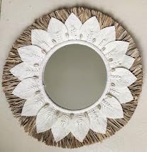 Tamara ARTEFACTS: Home Decor - Large Raffia and Macrame Round Wall Hanging Mirror.