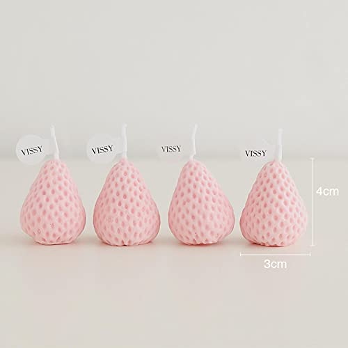 ATORSE® Strawberry Candle Scented Candle Home Living Room Party Decor Photo Props Pink S 4Pcs