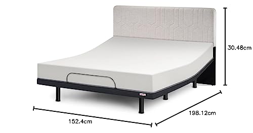 duroflex Wave Plus Smart Adjustable Recliner Bed with Headboad and Quboid Qube Cell Technology Mattress | Zero Gravity & Anti-Snore Mode | in-built massage system mode |2 Memory Presets & 2 USB Ports | Queen Size Bed (78X60 inch)